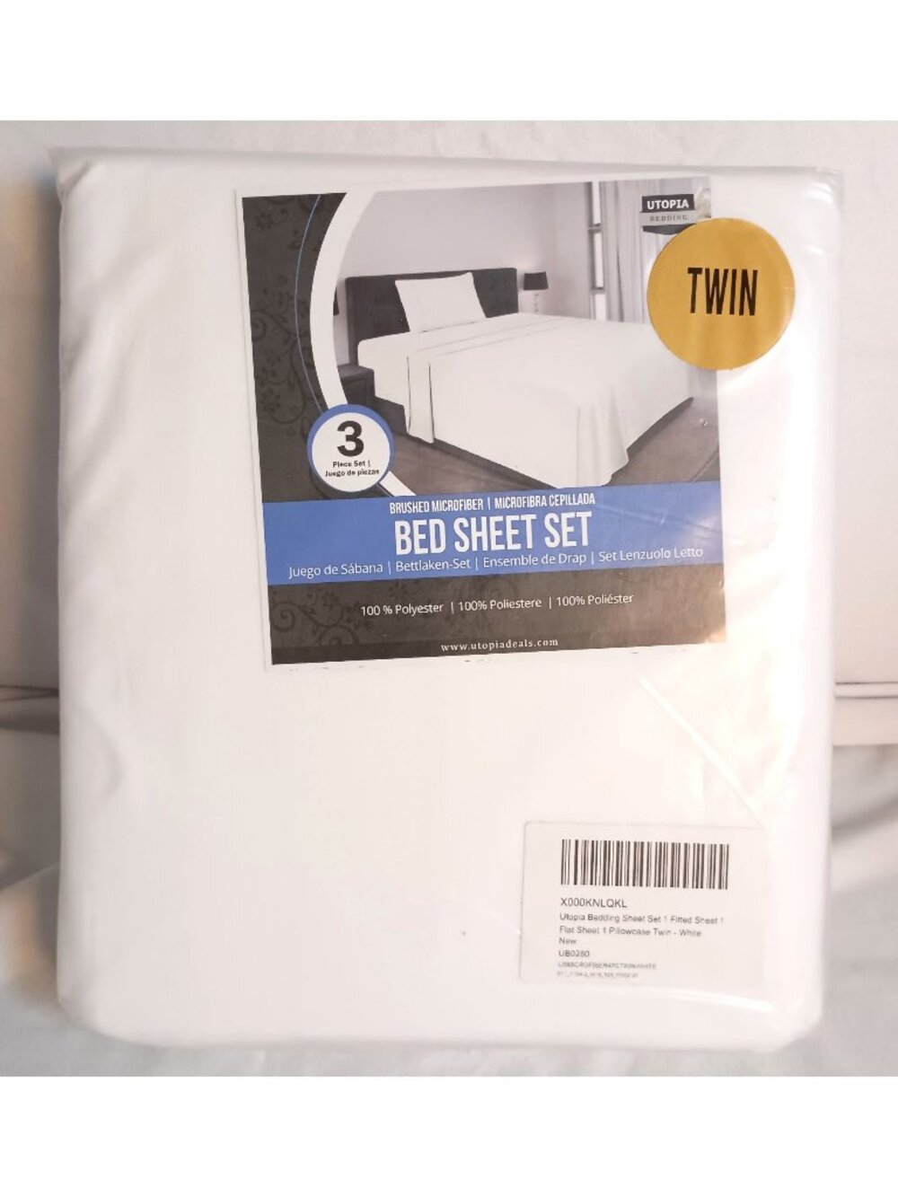 Twin White Brushed Microfiber Sheet Set Soft Bedding Flat Fitted Pillowcase